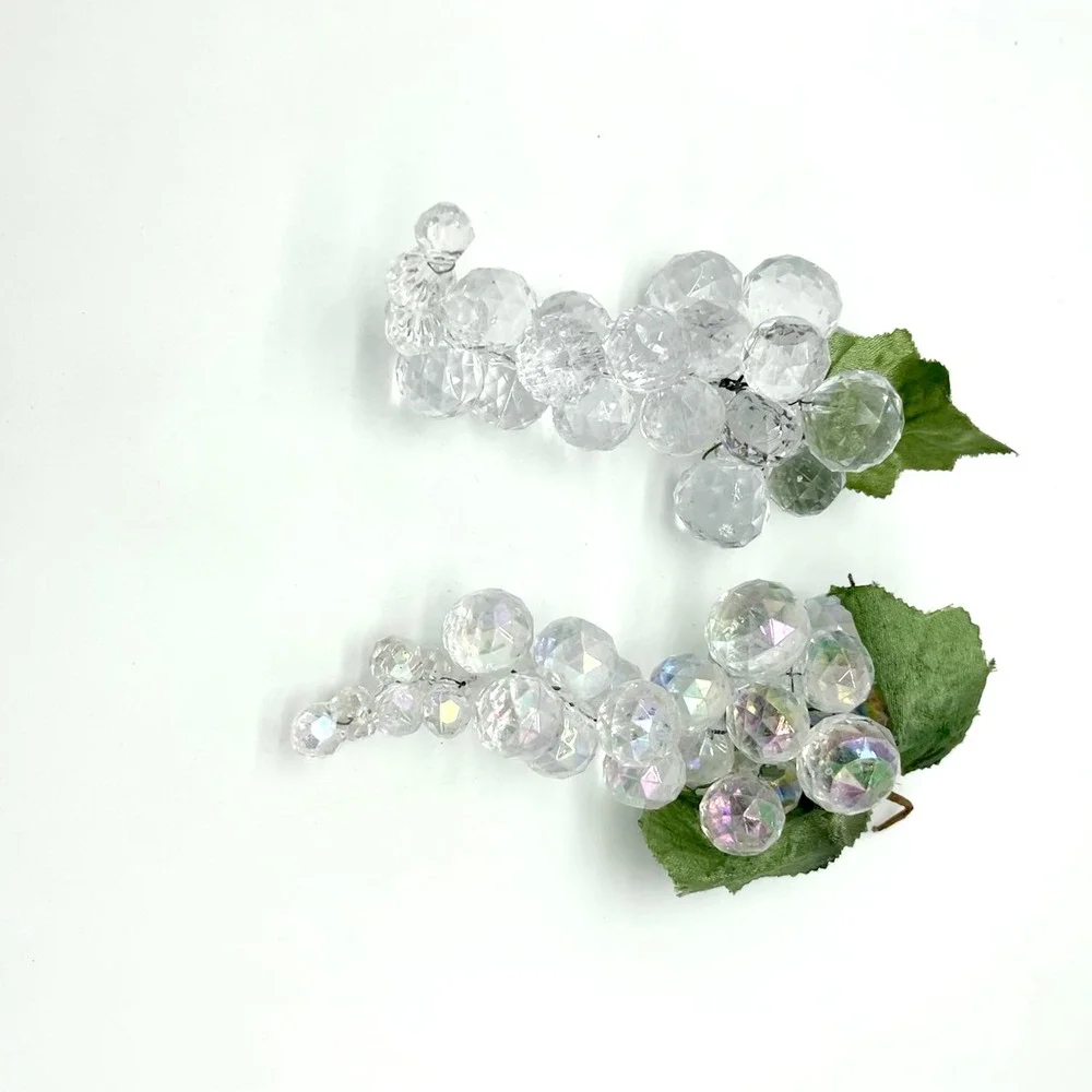 MCM Clear Lucite Acrylic Grapes‎ Decorative Fruit Cluster Home Decor Vintage